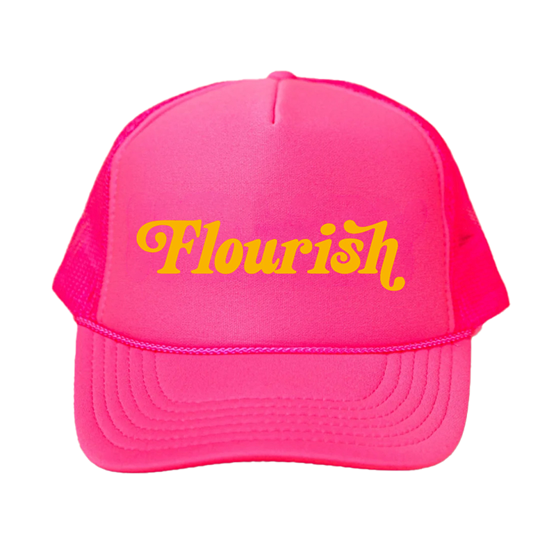 Flourish Trucker Hat – Neon Pink